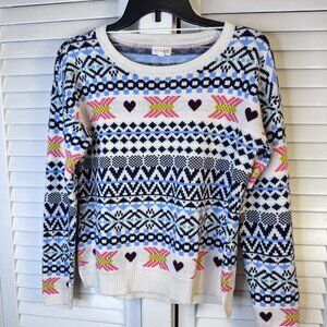 Maison Jules Fair Isle Sweater Medium Multicolor Cotton blend cozy whimsy